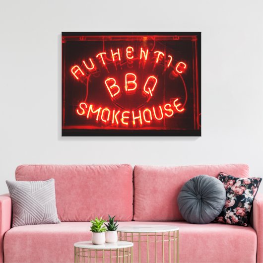 authentieke BBQ rookhoes neon signage Canvas Afdruk (Insitu (Woonkamer))