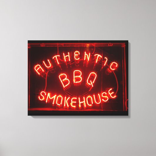 authentieke BBQ rookhoes neon signage Canvas Afdruk (Voorkant)