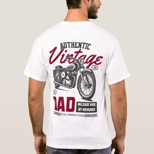 Authentieke  Dad Motorfiets terug print T-shirt (Achterkant)