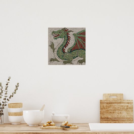 Authentieke Dragon Mosaic Poster (Keuken)