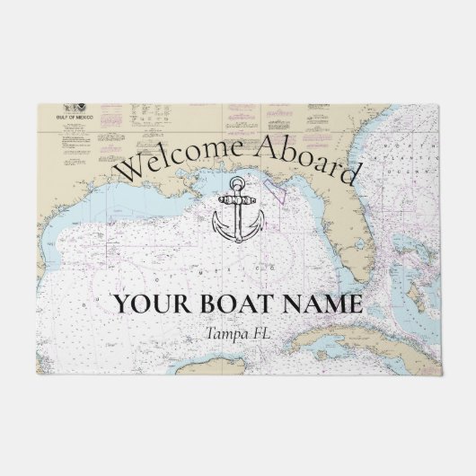 🌊⚓ Authentieke  Golf van Mexico Nautical Deurmat (Voorkant)
