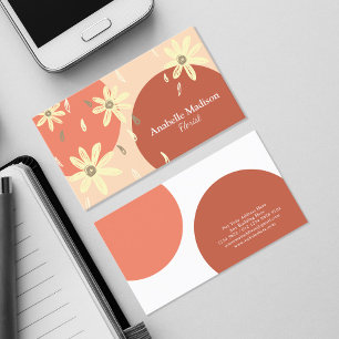 Authentieke Hand getrokken bloemen   Pastel Visitekaartje