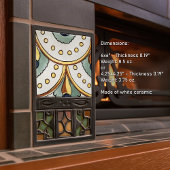 Authentieke handgeschilderde bloemige majolica Spa Tegeltje