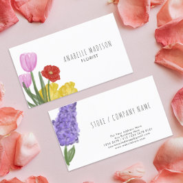 Authentieke handgetekende waterverf bloemen visitekaartje
