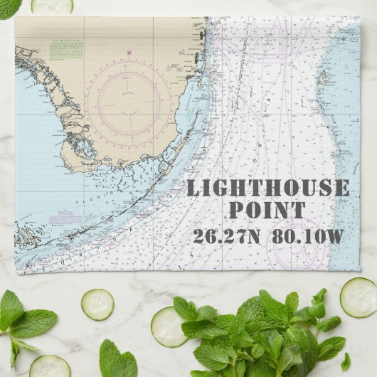 authentieke nautische breedtegraad van Florida Theedoek (Gevouwen)