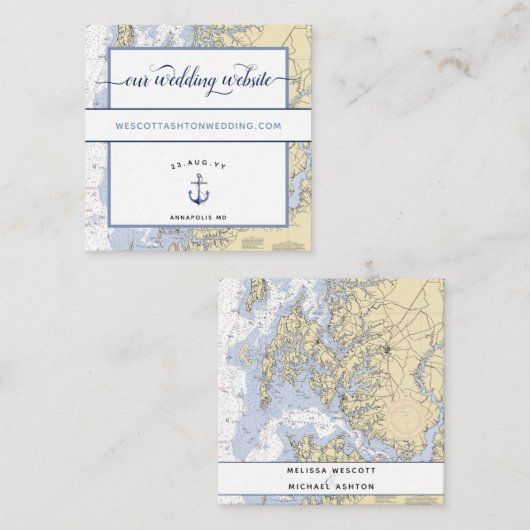 Authentieke nautische bruiloft website Annapolis M Informatiekaartje (Voorkant / Achterkant)