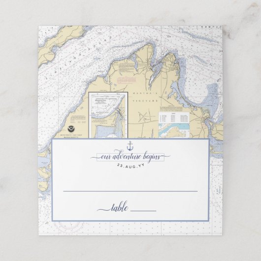 Authentieke Nautische Grafiek Anker Bruiloft / Eve Plaatskaartje (Buitenkant ongevouwen)