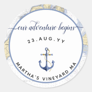 Authentieke Nautische Grafiek Anker Bruiloft / Eve Ronde Sticker