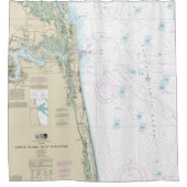 Authentieke nautische kaart Jacksonville Beach FL Douchegordijn (Voorkant)