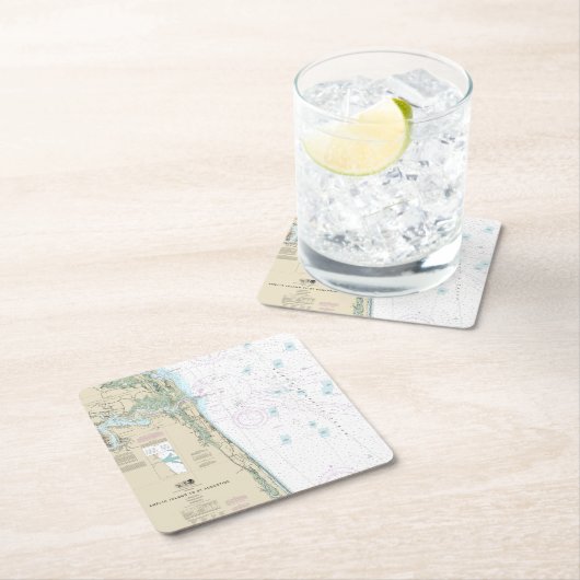 Authentieke nautische kaart Jacksonville Beach FL Kartonnen Onderzetters (Insitu)
