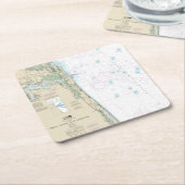 Authentieke nautische kaart Jacksonville Beach FL Kartonnen Onderzetters (Schuin)