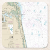 Authentieke nautische kaart Jacksonville Beach FL Kartonnen Onderzetters (Voorkant)