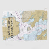 Authentieke Nautische San Francisco CA kaart Golfhanddoek (Horizontaal)