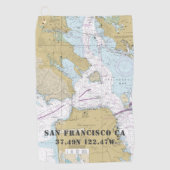 Authentieke Nautische San Francisco CA kaart Golfhanddoek (Voorkant)