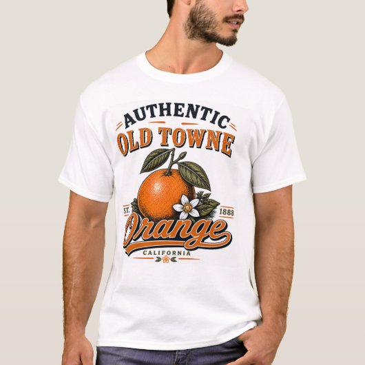 Authentieke Old Towne Orange print T-shirt (Voorkant)
