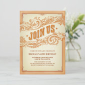 Authentieke Oud-Westerne Uitnodiging (Staand voorkant)