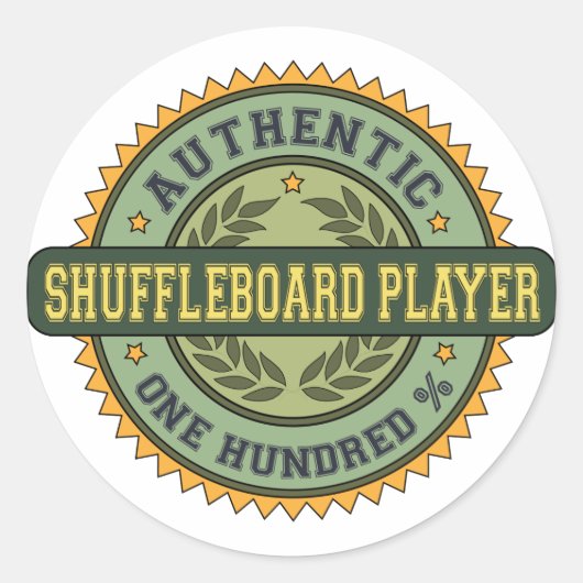 Authentieke Shuffleboard Speler Ronde Sticker (Voorkant)