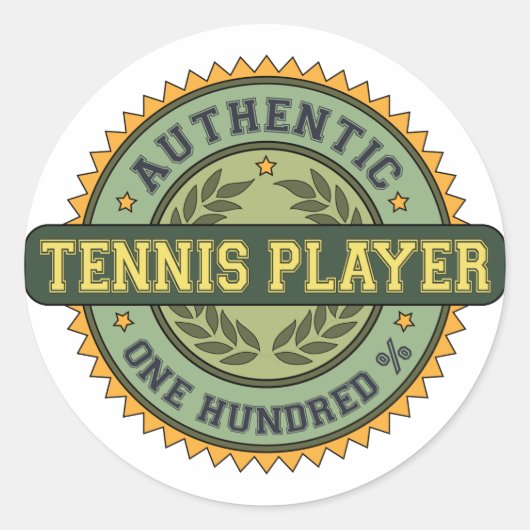Authentieke tennisspeler ronde sticker (Voorkant)