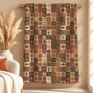 Authentieke Terracotta Tribale Decoratieve Dekbed  Fleece Deken