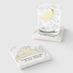 Authentieke vaarkaart Martha's Vineyard Nautical Stenen Onderzetter