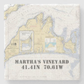 Authentieke vaarkaart Martha's Vineyard Nautical Stenen Onderzetter (Voorkant)