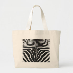 Authentiële Zebra huidafdruk - zwarte witte streep Grote Tote Bag