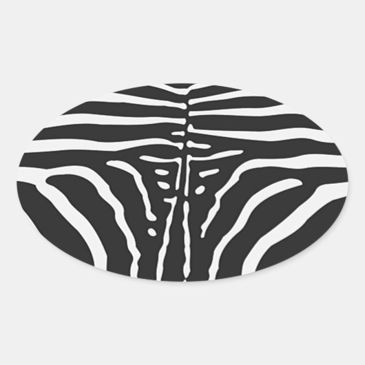 Authentiële Zebra huidafdruk - zwarte witte streep Ovale Sticker (Voorkant)