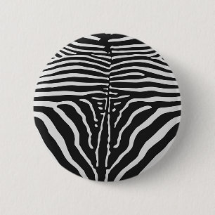 Authentiële Zebra huidafdruk - zwarte witte streep Ronde Button 5,7 Cm