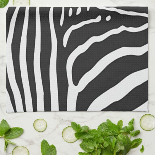Authentiële Zebra huidafdruk - zwarte witte streep Theedoek (Gevouwen)
