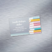 Author Book Launch Cute Pastel Freelance Writer Magnetisch Visitekaartje (Voorbeeld)