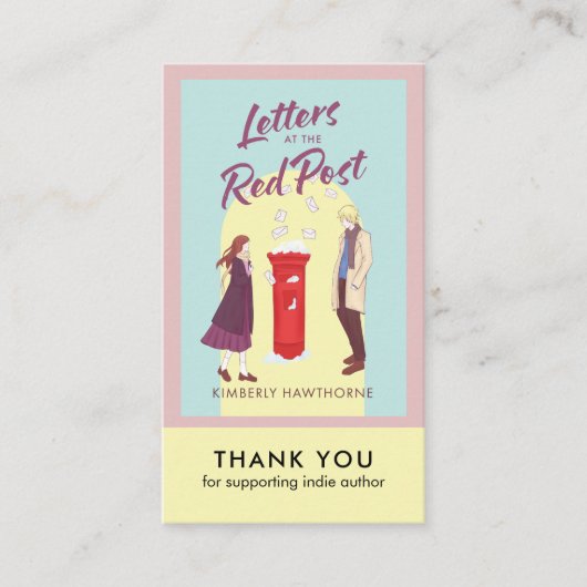 Author Book Review Request Card QR Code Pastel Visitekaartje (Voorkant)