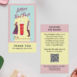 Author Book Review Request Card QR Code Pastel Visitekaartje