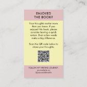 Author Book Review Request Card QR Code Pastel Visitekaartje (Achterkant)