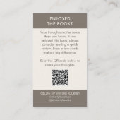 Author Book Review Request Card QR Code Taupe Visitekaartje (Achterkant)