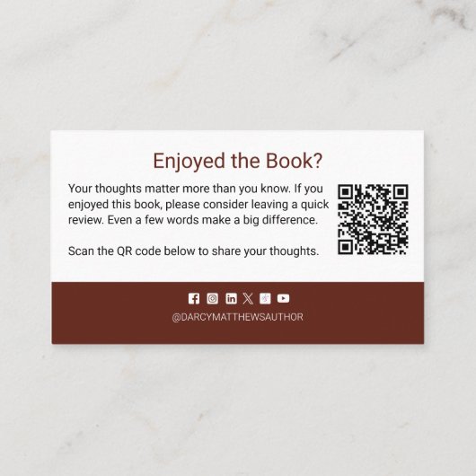 Author Book Review Request QR Code Thank you Visitekaartje (Achterkant)