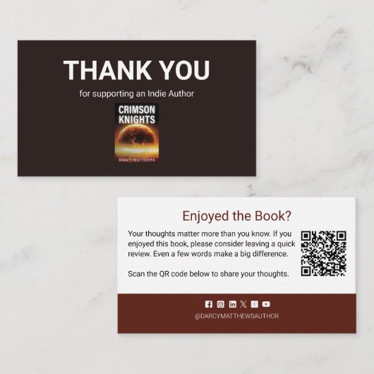 Author Book Review Request QR Code Thank you Visitekaartje (Voorkant / Achterkant)