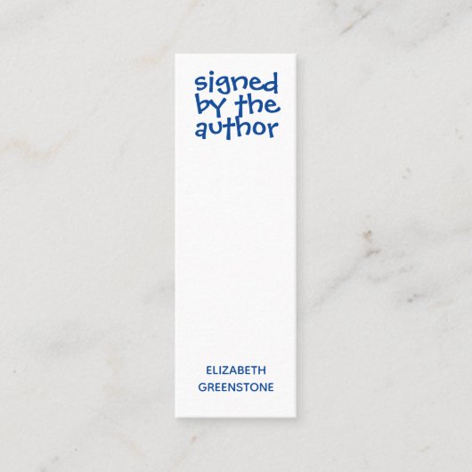 Author Promotional Signed Blue Mini Bladwijzer Mini Visitekaartje (Voorkant)