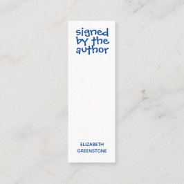 Author Promotional Signed Blue Mini Bladwijzer Visitekaartje
