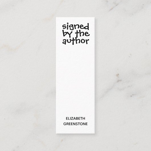 Author Promotional Signed Mini Bladwijzer Card Mini Visitekaartje (Voorkant)