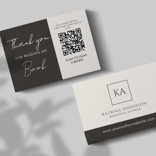 Author QR Code Book Review Request Minimal Informatiekaartje