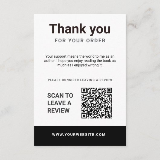 Author Thank You Insert Card Book Review Request Informatiekaartje (Voorkant)