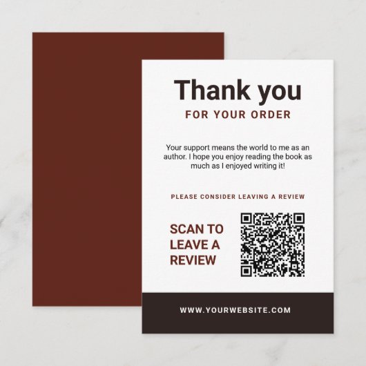 Author Thank You Insert Card Book Review Request Informatiekaartje (Voorkant / Achterkant)