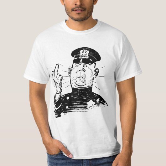 AUTHORITY COP CHARACTER FINGER FLIP T-SHIRT (Voorkant)