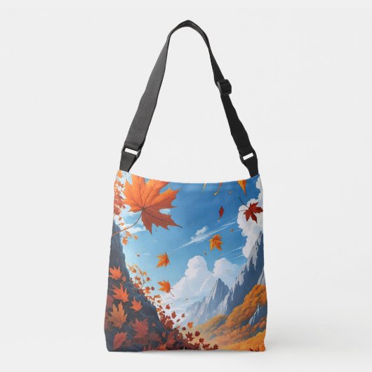 Authumn leaves blue crossbody tas (Voorkant)