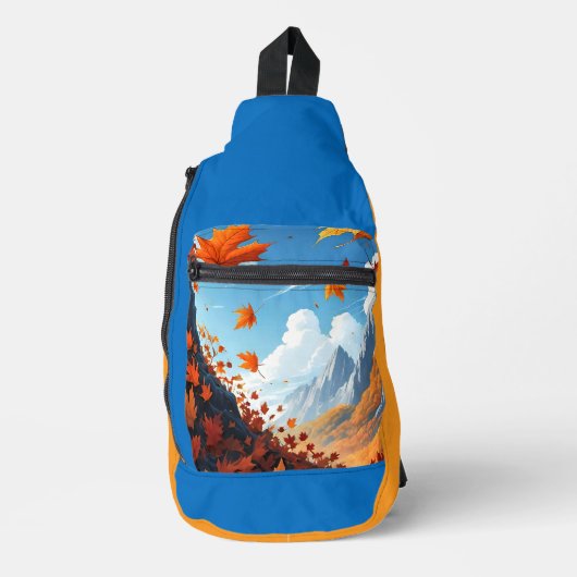 Authumn leaves blue-orange  sling bag (Voorkant)