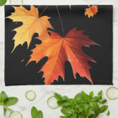 Authumn leaves Kitchen towel black Theedoek (Gevouwen)