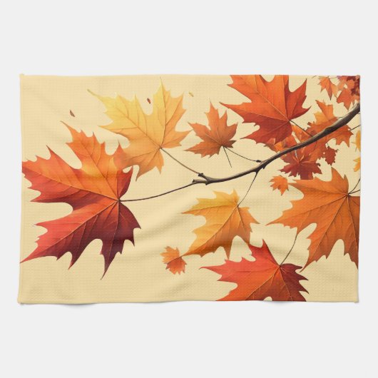 Authumn leaves Kitchen towel light yellow Theedoek (Horizontaal)