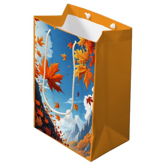 Authumn leaves orange medium cadeauzakje (Voorkant Gekanteld)