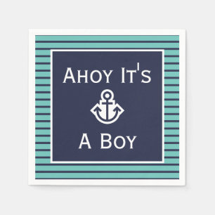 Autical Ahoy Het is een jongen gestript Napkins Servet