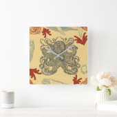 Autical Crème Octopus Zee Monster Illustratie Vierkante Klok (Huis)